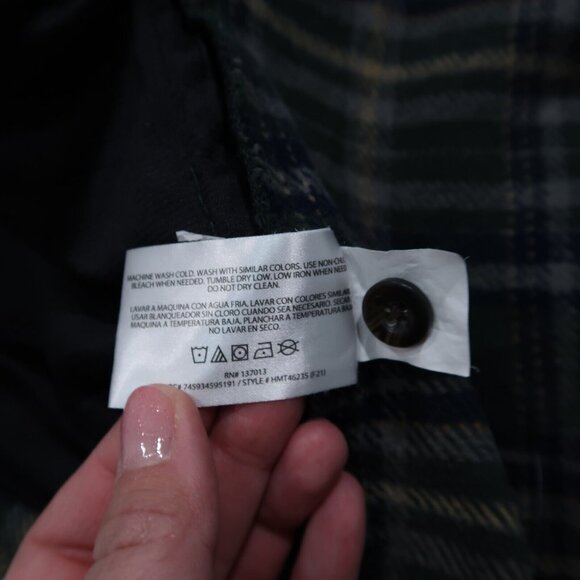 Woolrich Shirt Mens M Green Brawny Flannel Plaid Shacket Button Down Outdoors - Picture 12 of 16